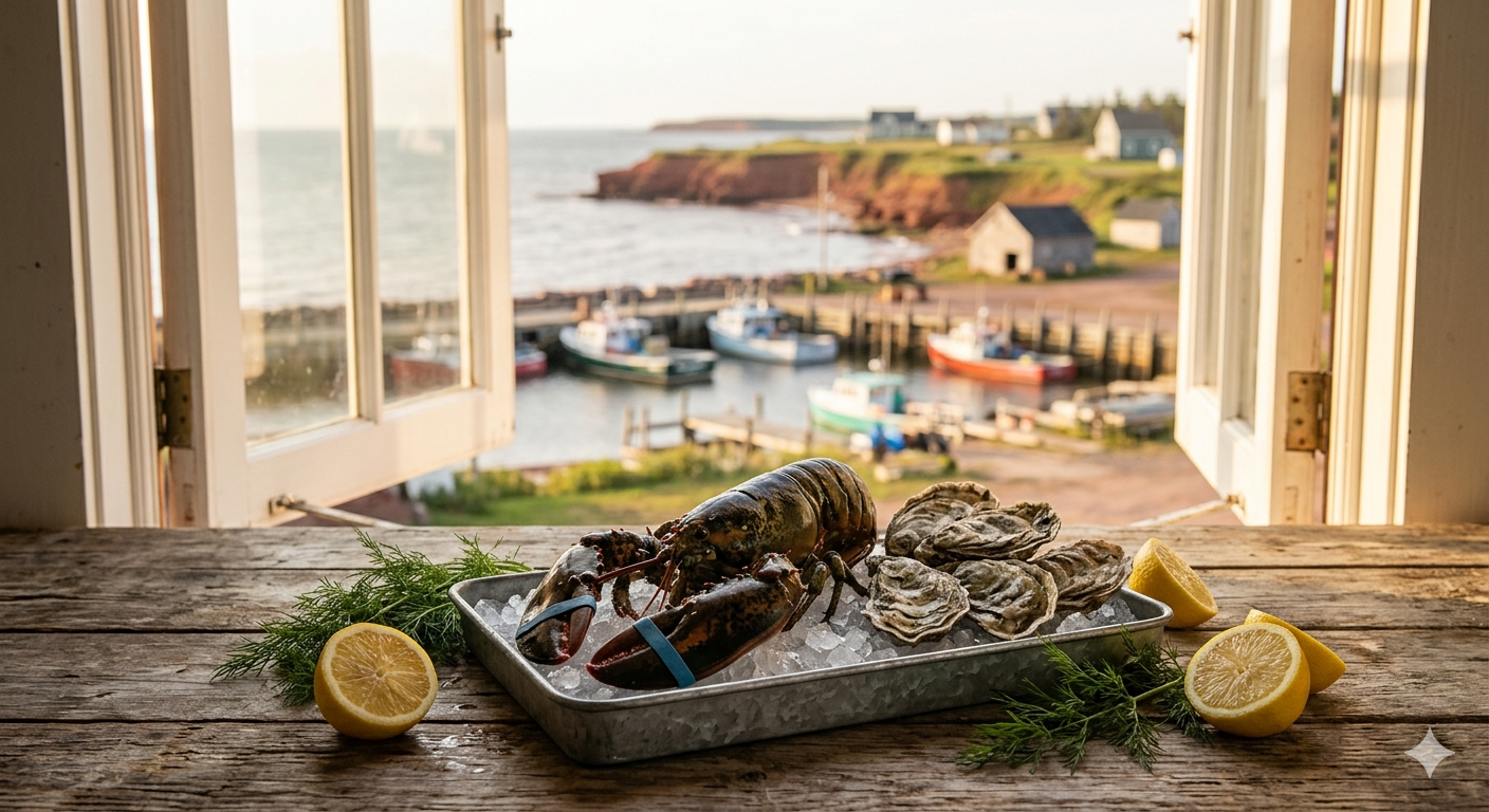 Our kitchen team preparing dishes with fresh PEI ingredients